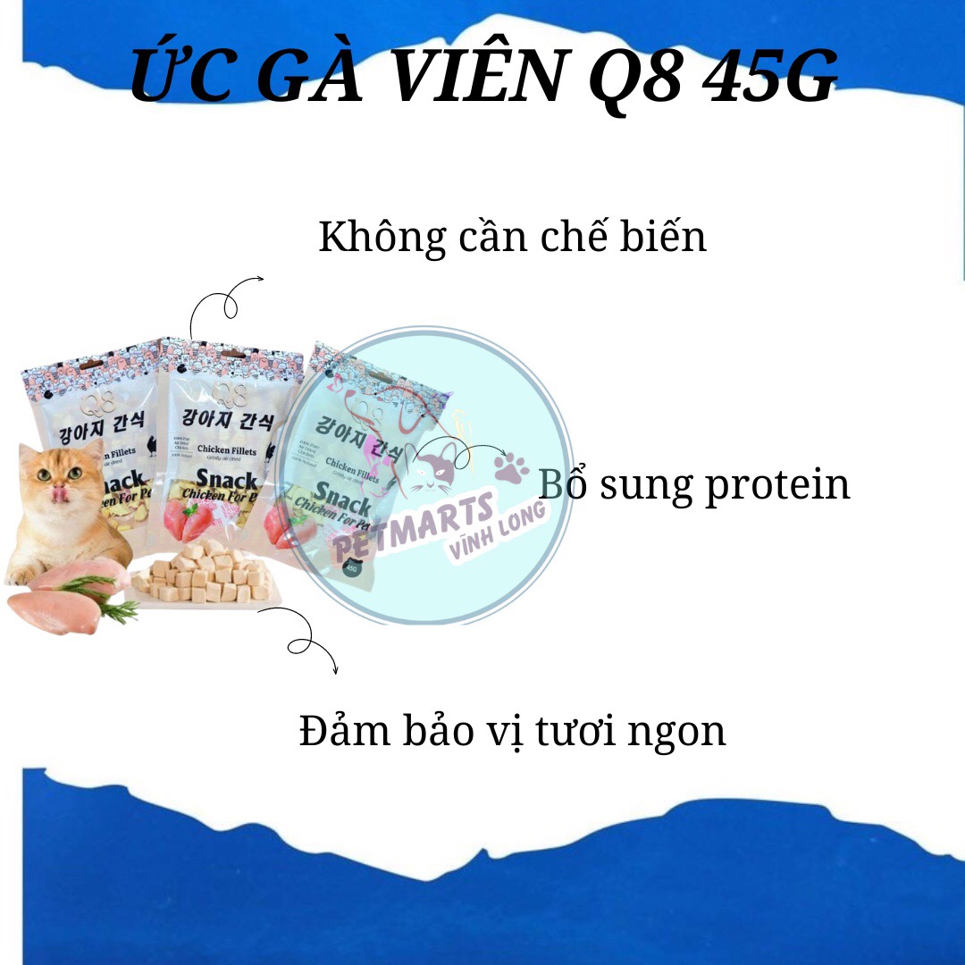 Ức gà viên Q8 cho chó mèo