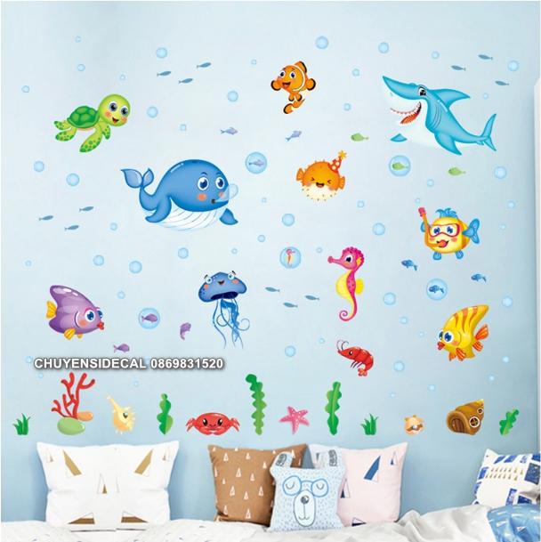 [HCM]Decal trang trí tường - Cá Mập Đại Dương 02