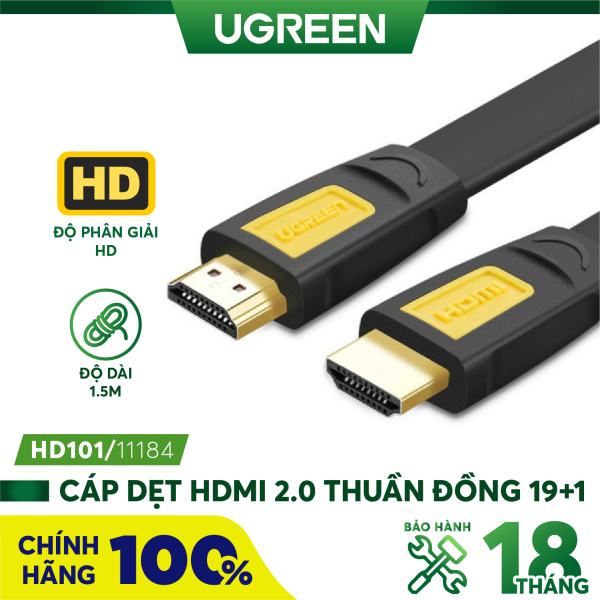 Bảng giá Dây cáp HDMI 2.0 4K60Hz UGREEN HD101 thuần đồng 19+1 dài 1.5m 2m 3m - Tương thích với SmartTV đầu DVD Set top box máy chiếu Phong Vũ