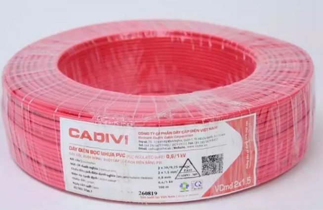 DÂY ĐIỆN ĐÔI MỀM 2x1.5 CADIVI CUỘN 100 MÉT