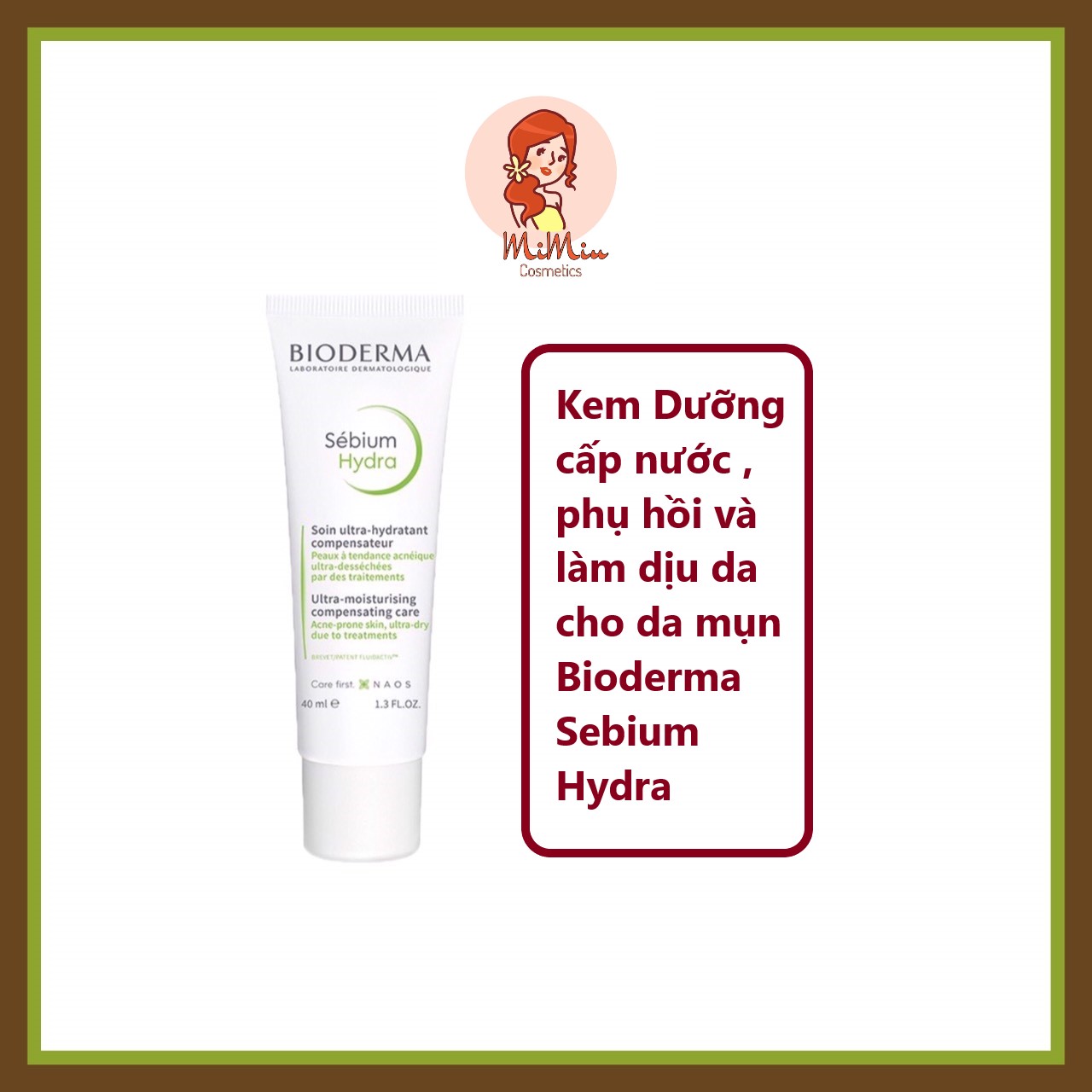 Kem dưỡng ẩm Bioderma Sebium Hydra 40ml & mẫu dùng thử