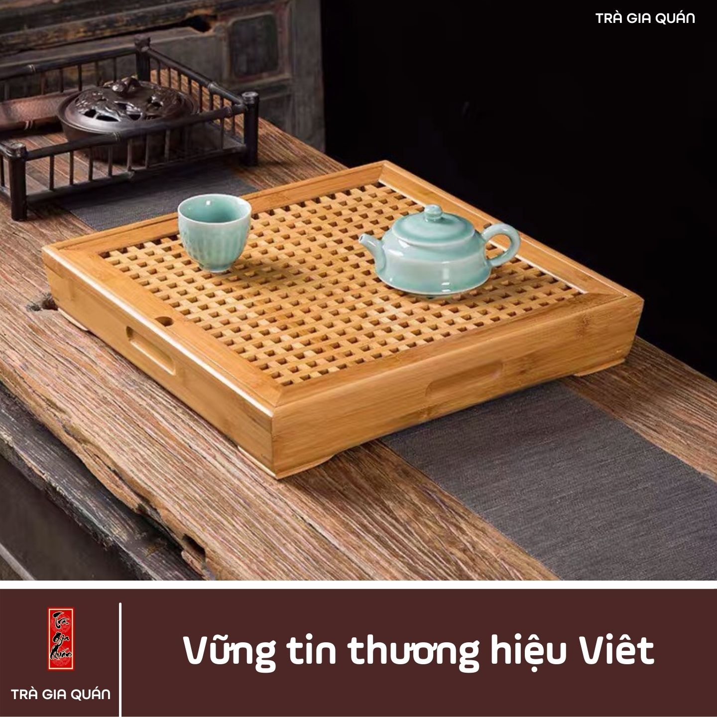 Khay Trà Tre Cao Cấp Vuông KT 07