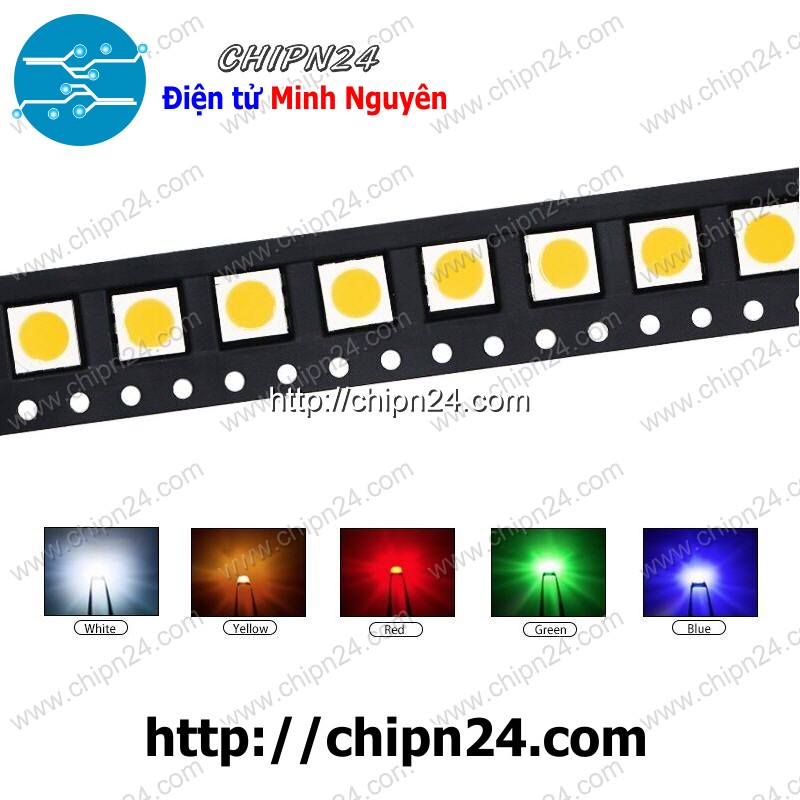 [10 con] (kx) led dán smd 5050 (đỏ/vàng/xanh lá/dương/trắng/ấm) - [chọn loại]