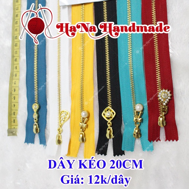 dây kéo 20cm (màu đen, trắng) đầu kéo ngẫu nhiên 12k/dây