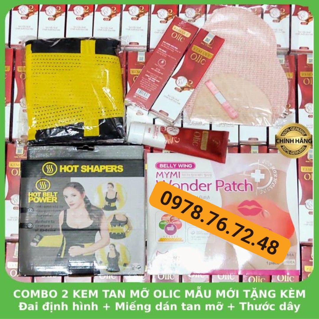 [combo]2 Kem tan mỡ Olic tặng thước dây + miếng dán tan mỡ+ đai(tặng kèm)