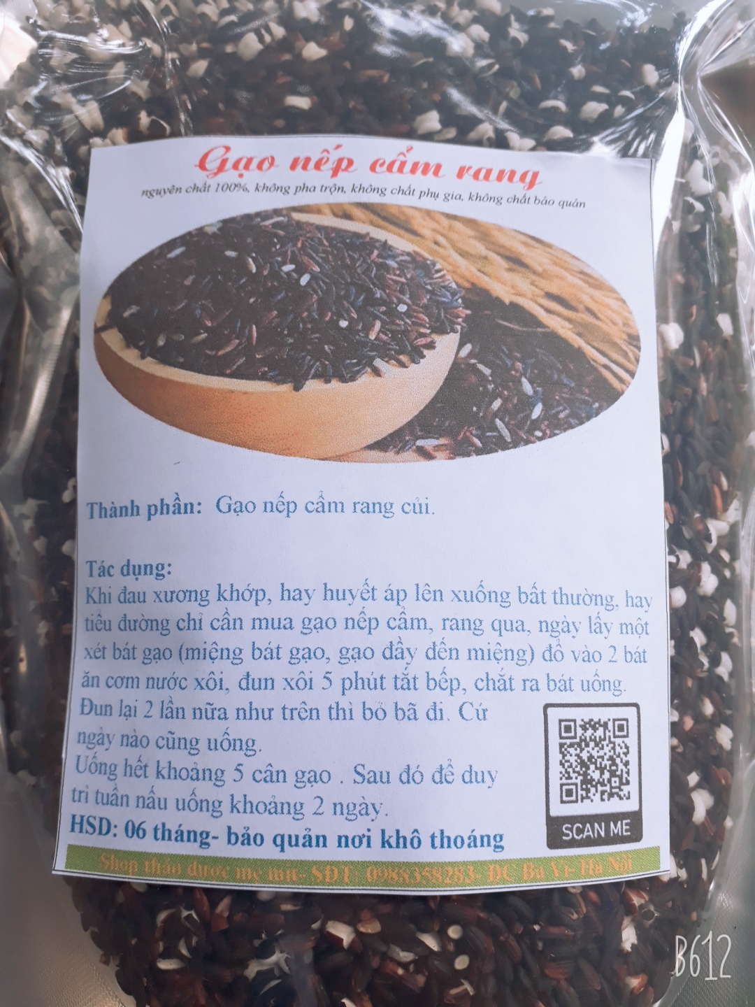 Gạo nếp cẩm rang sẵn 1kg