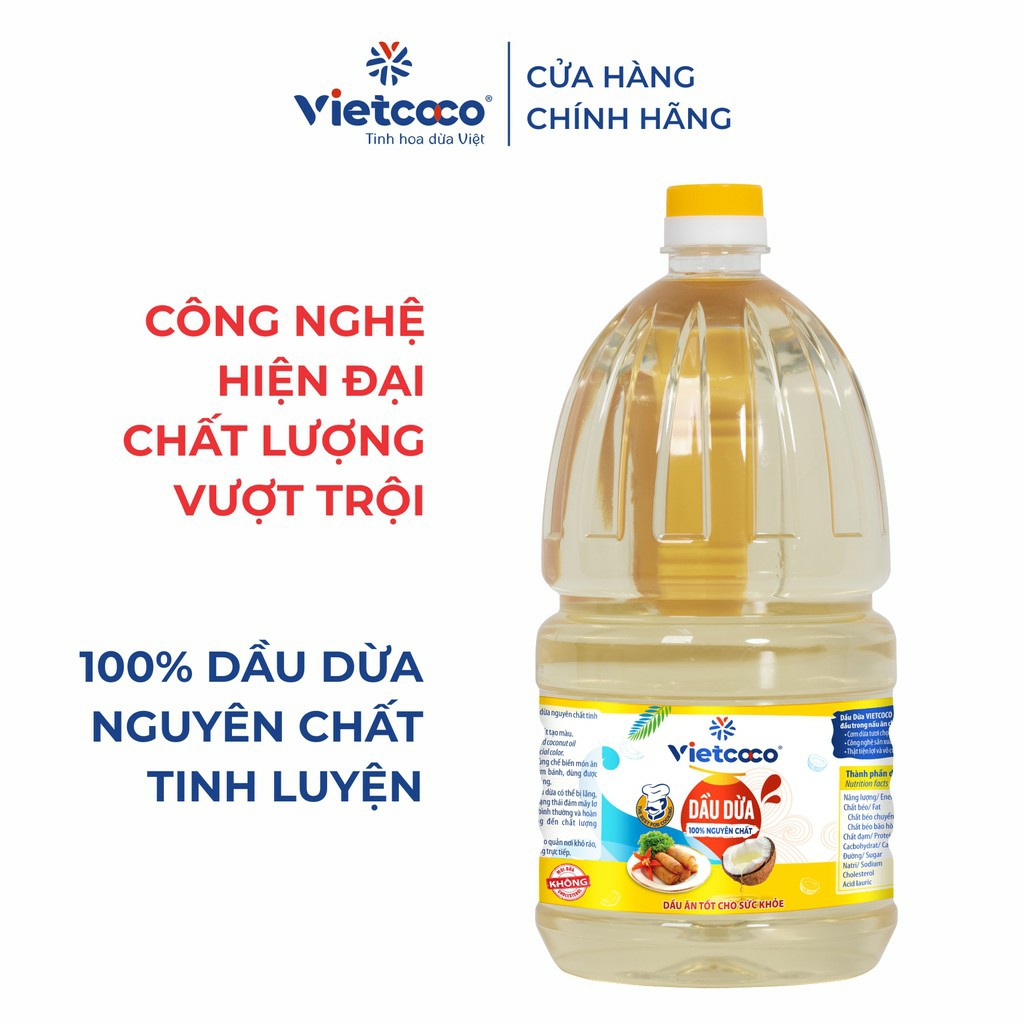 Dầu Dừa Tinh Luyện Vietcoco Chai 2 Lít_Dùng Nấu Ăn