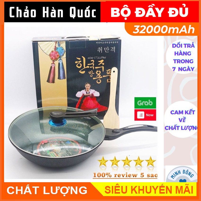 Chảo chống dính vân đá Hàn Quốc dùng được mọi loại bếp 32CM, chảo hàn quốc, chảo cô gái 32cm FC Mun