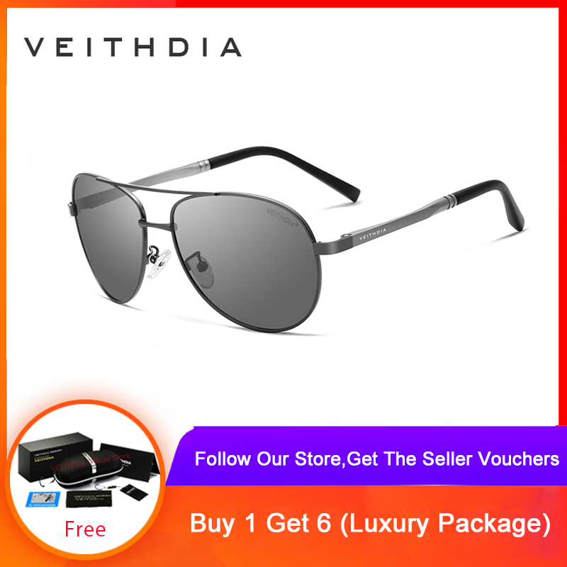 VEITHDIA Men's Sunglasses Brand Designer Pilot Polarized Male Sun Glasses Eyeglasses Men 1306