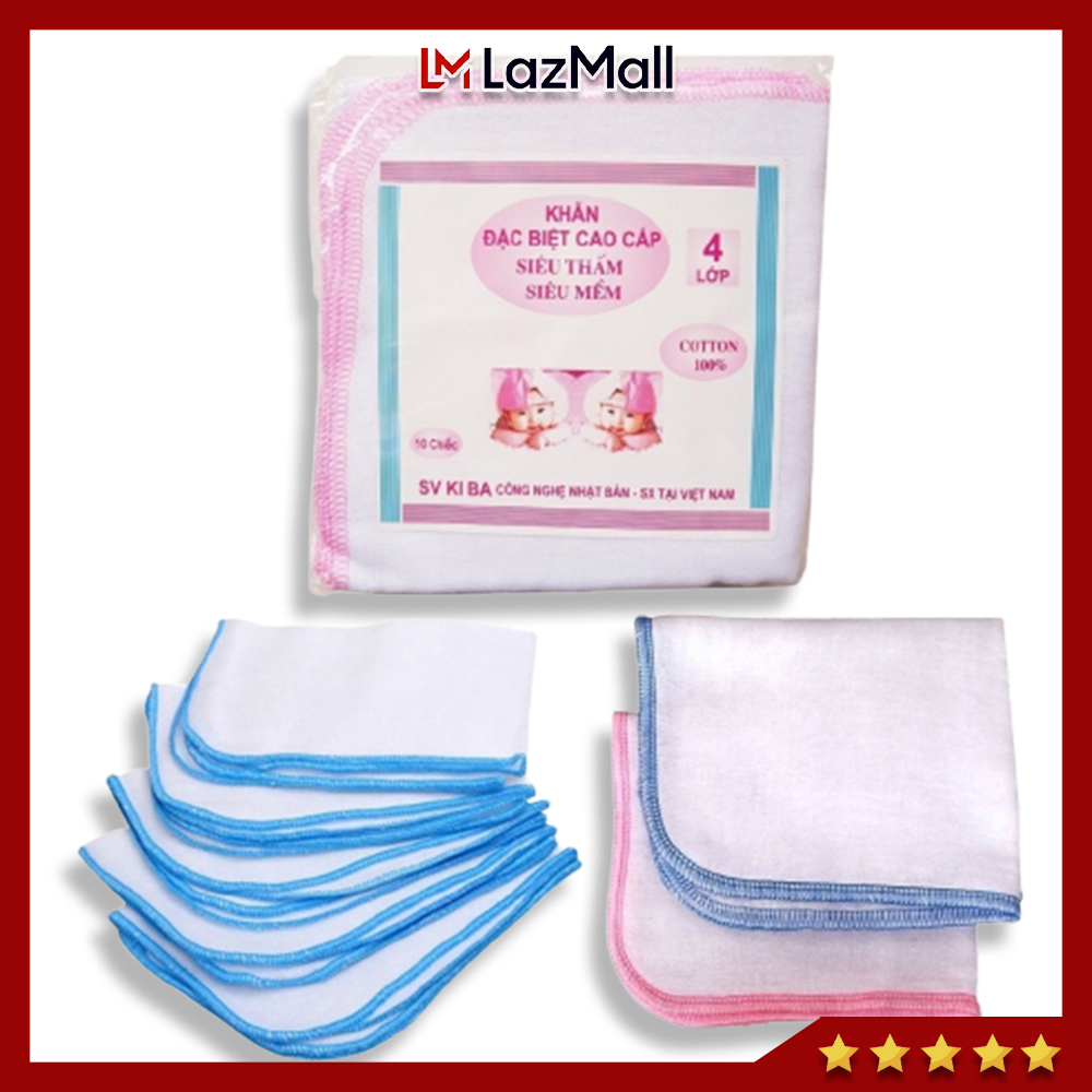 Khăn sữa kiba 2lớp,3lớp, 4lớp(10chiếc)