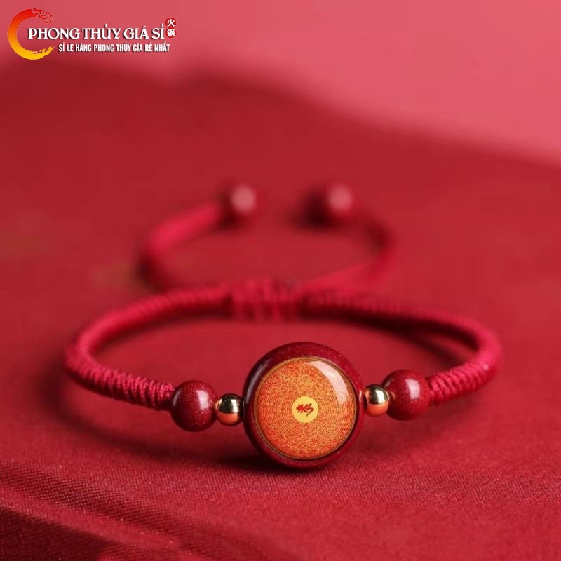 Vòng Tay Chusa Thần Chú Lăng Nghiêm Chỉ Đỏ 2 mặt lăng nghiêm hoặc lăng nghiêm, lục tự - Pháp Bảo Mật Tông Tây Tạng