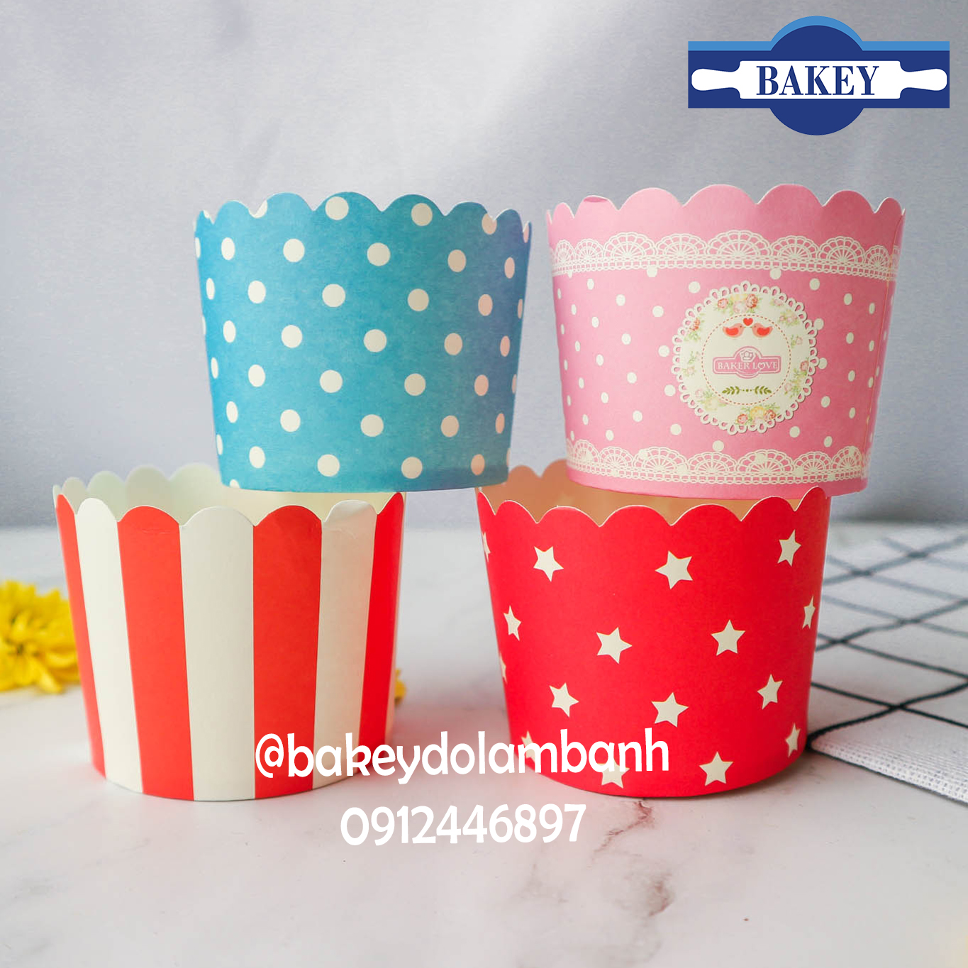 Cup giấy cứng làm cupcake set 48-50 chiếc 6x5cm