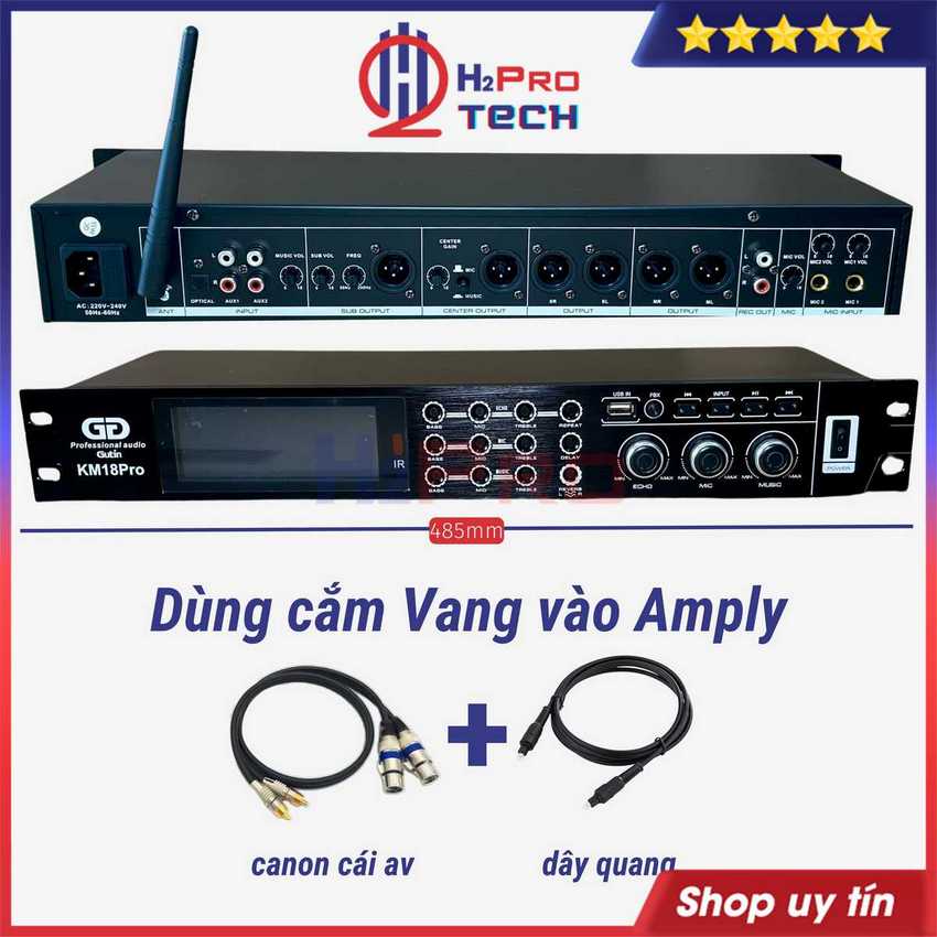 Vang cơ lai số gutin km18pro đời mới chống hú - bluetooth - optical, vang cơ gutin karaoke chip âm thanh số -h2pro tech