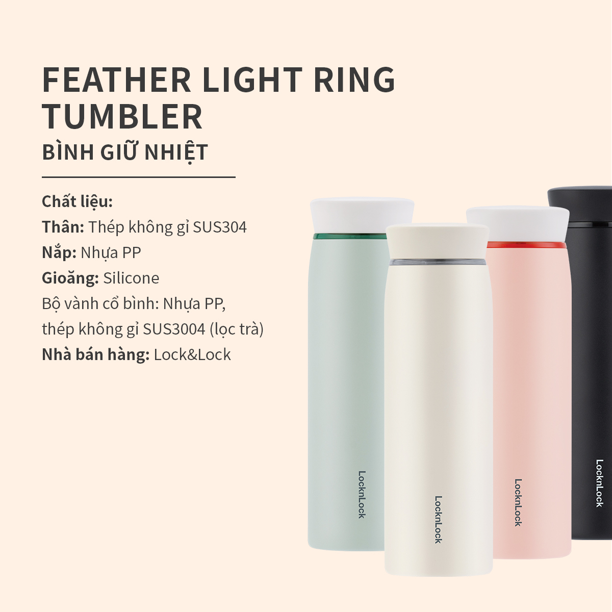 Bình Giữ Nhiệt LocknLock  460ML Feather Light Ring LHC4244 - T2Cmall