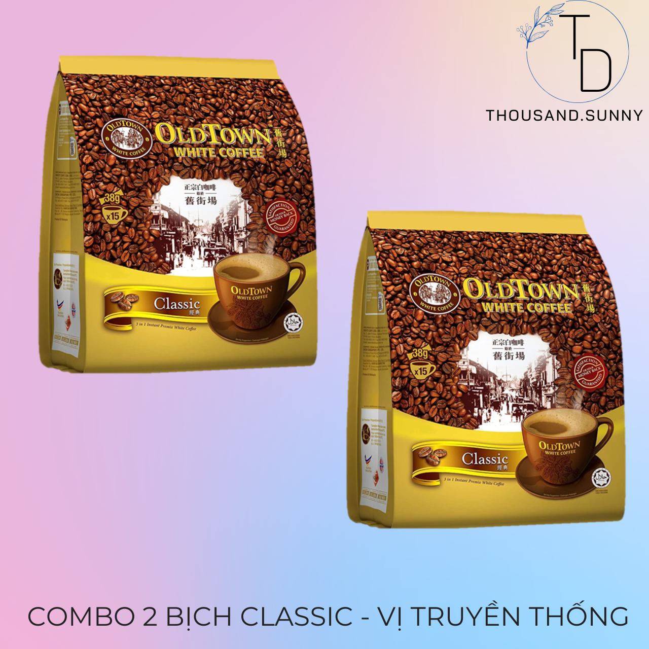 (DATE 2024) COMBO 02 BỊCH Cà Phê OLD TOWN White Coffe Classic Malaysia