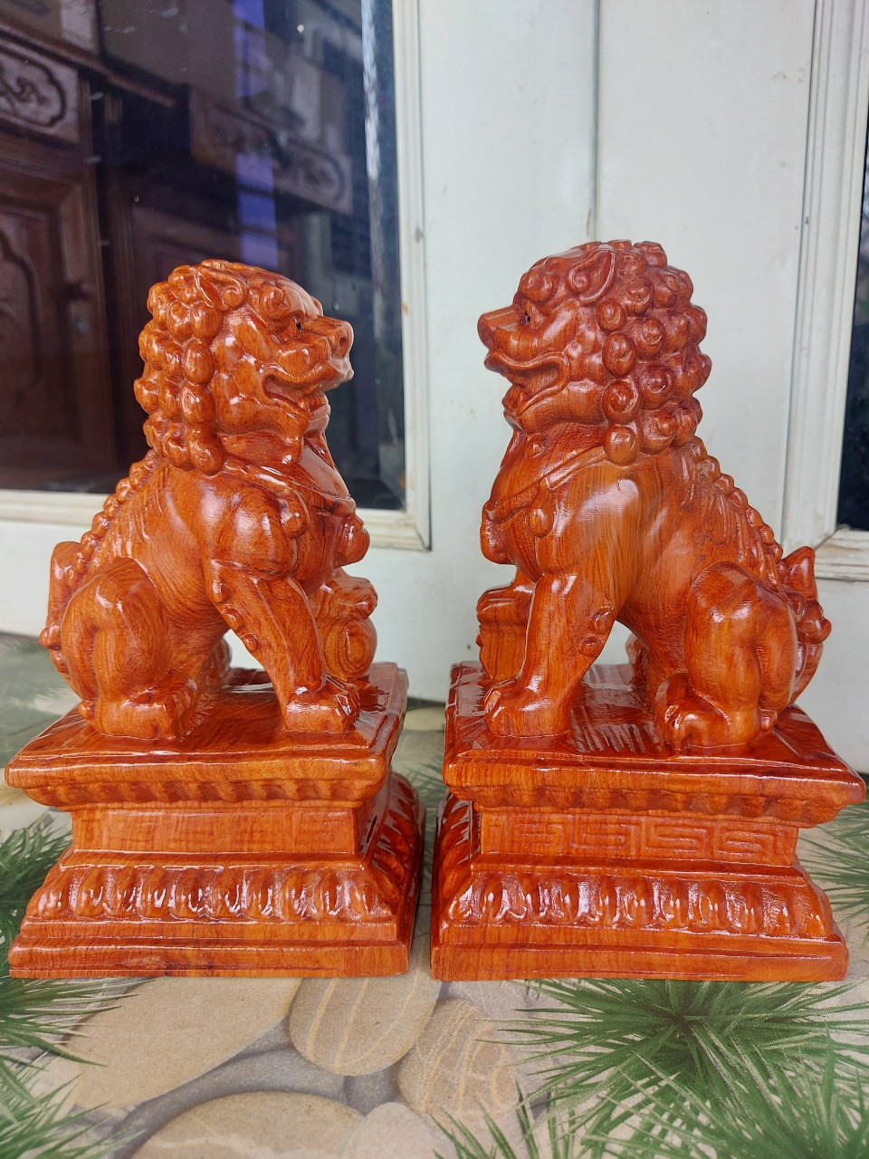 Cặp kỳ lân gỗ hương nguyên khối cao 20 cm-25 cm-30 cm-40 cm