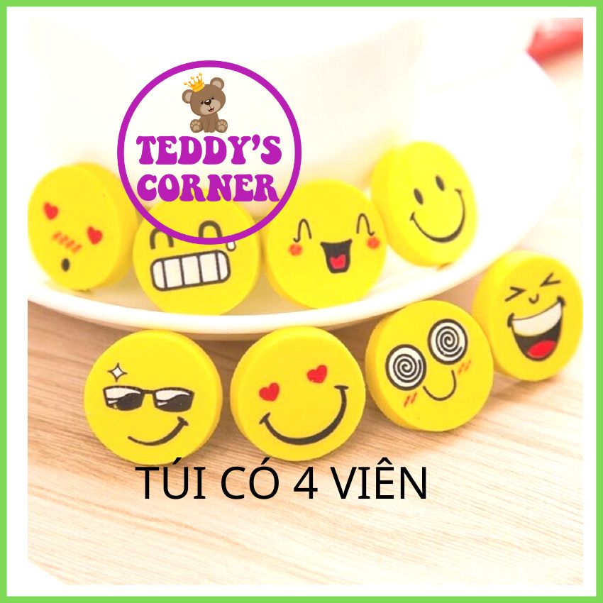 Túi Gồm 4 Viên Tẩy Mặt Cười (Tẩy Hình Mặt Cười); TEDDY CORRNER