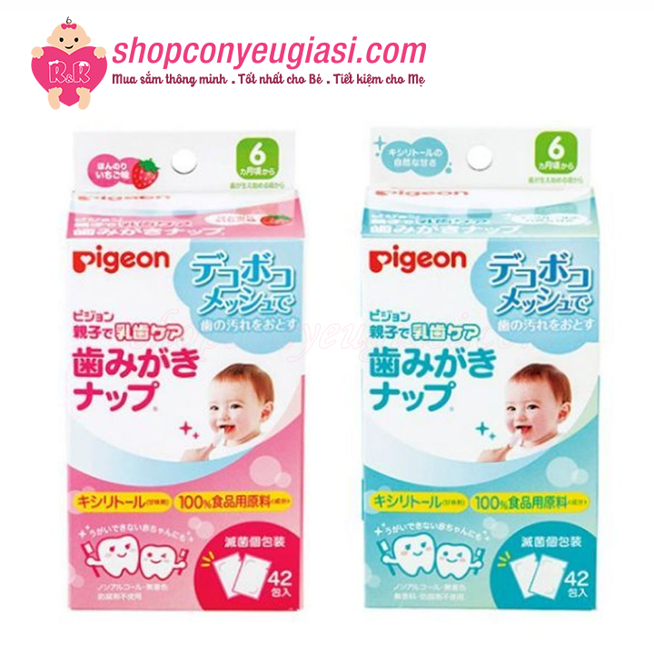 Giấy Lau Răng, Rơ Lưỡi Cho Bé Pigeon 42 Tờ/Hộp - Từ 6 Tháng