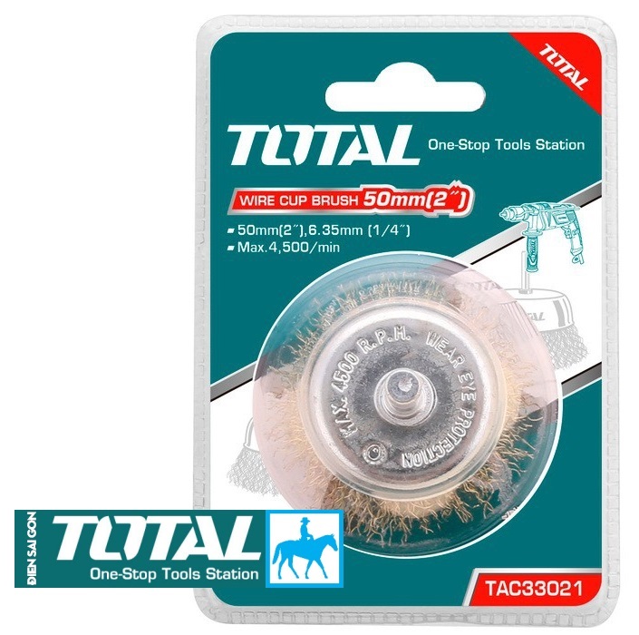 Chén cước chổi cước có cán 75mm Wire Cup Brush Total TAC33031