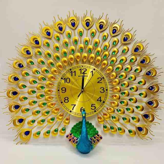 Đồng hồ treo tường đẹp độc lạ trang trí hình chim công 1813-D12