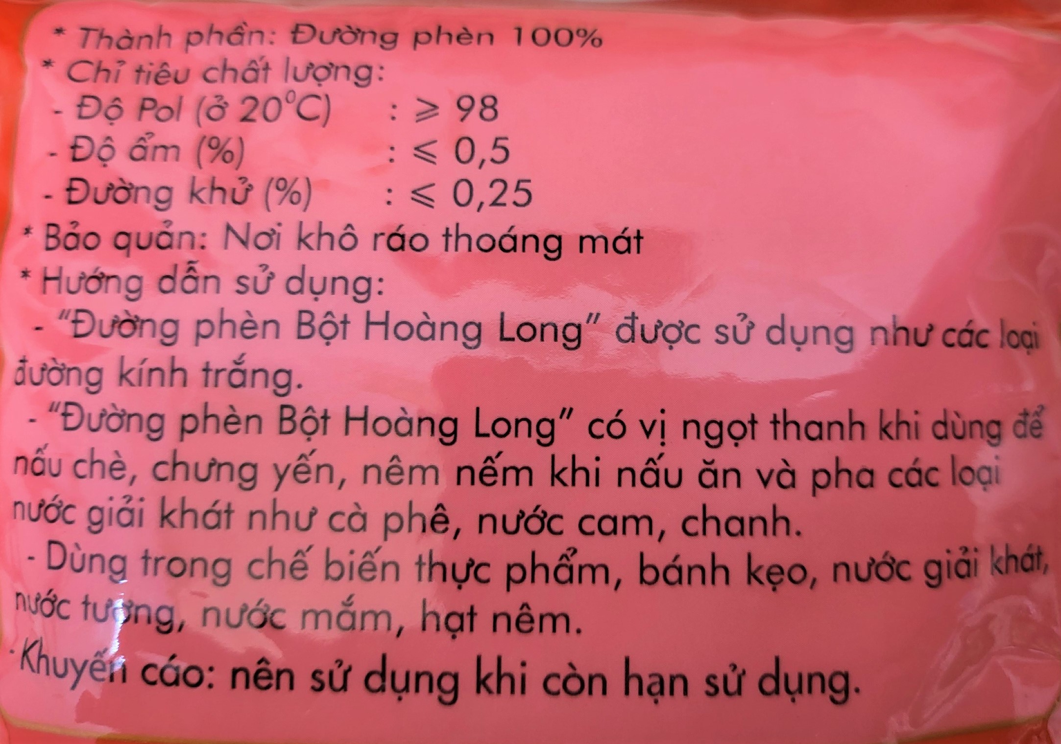 (gói ĐỎ 500g) ĐƯỜNG PHÈN BỘT HOÀNG LONG Rock Sugar Powder