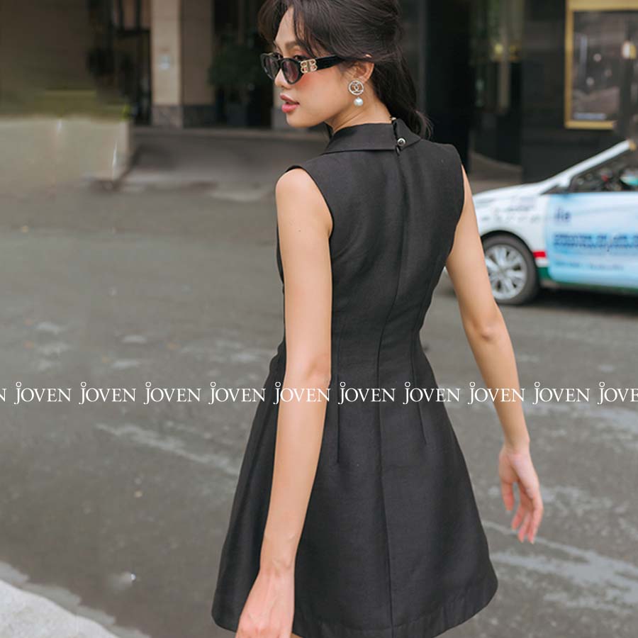 Đầm vest đính nơ đen Joven