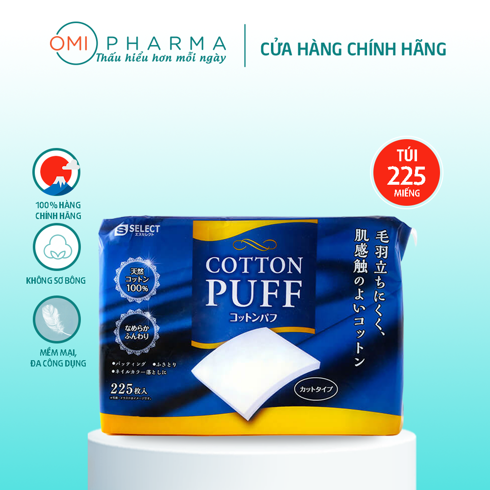 Bông tẩy trang s select 100% cotton nhật bản 225 miếng