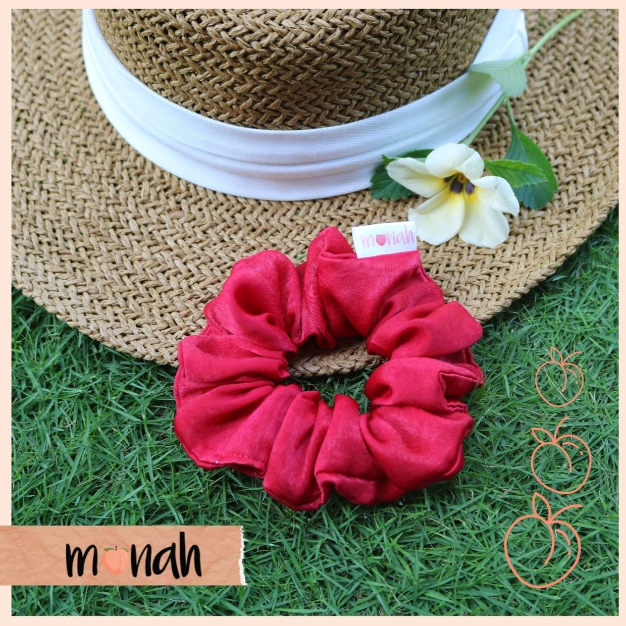 [HCM]Dây buộc tóc cột tóc scrunchie phi lụa đỏ sang trọng