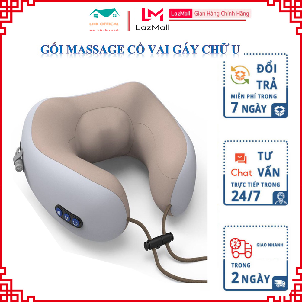 Gối Massage Cổ Vai Gáy Chữ U Đa Năng Cao Cấp