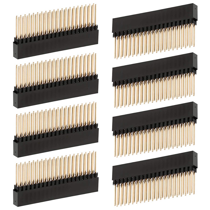8pcs,2x20 extra tall female 0.1 inch pitch stacking header for raspberry pi a+/b+/pi 2/pi 3 extra tall header