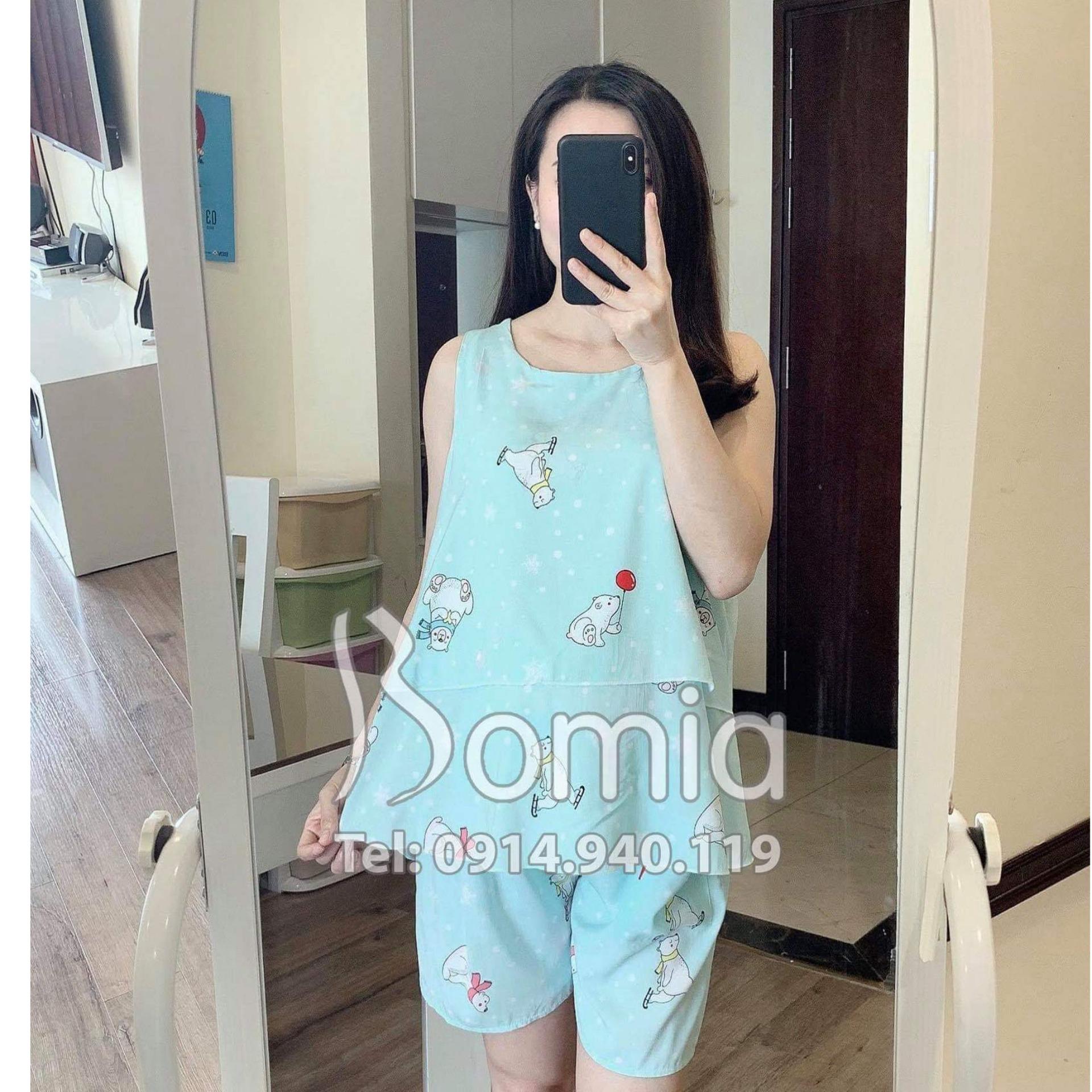 Bộ lanh Bầu và Sau Sinh xát nách Mùa Hè dáng Babydoll Freesize từ 43 đến 70kg