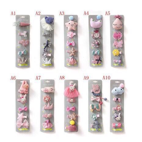 Set 5 kẹp tóc siêu dễ thương cho bé gái