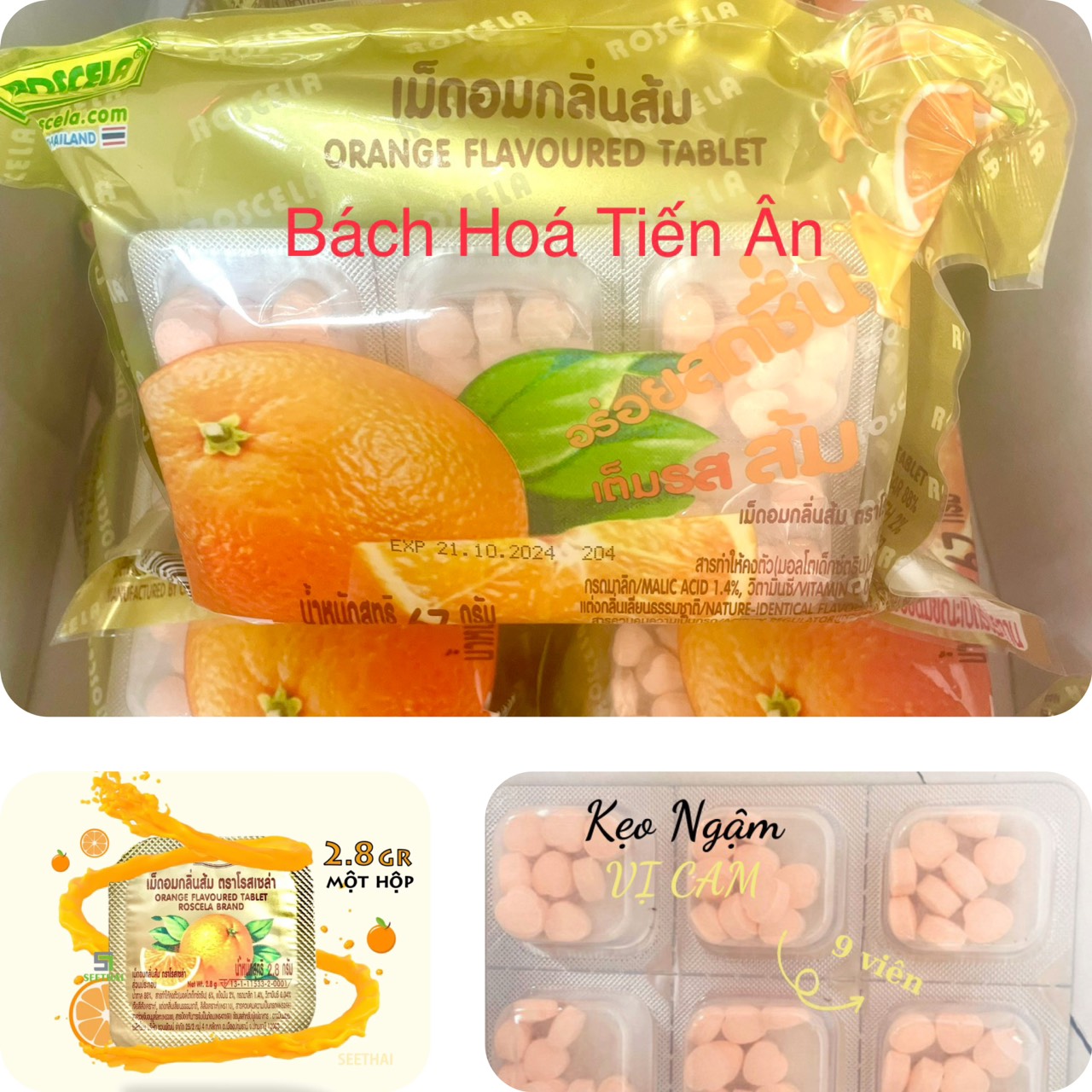 Kẹo cam thái lan vitamin c roscela - 24 hộp - orange candy - hương vị cả tuổi thơ