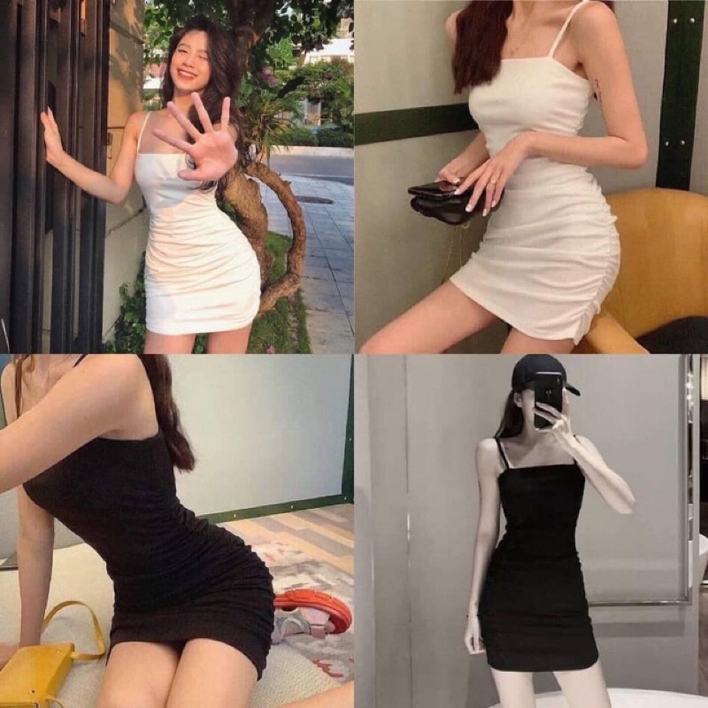 Đầm dây bún nhún eo ôm
