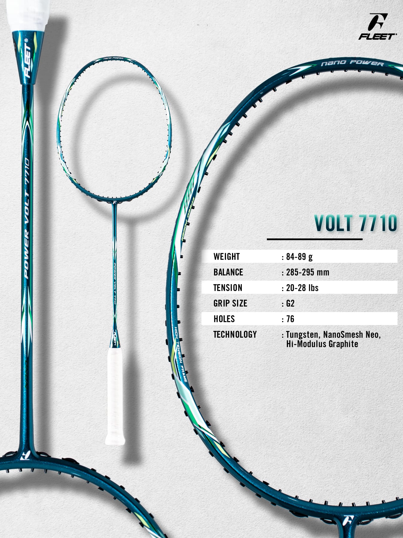 Badminton racket fleet power Volt 7710 (genuine)