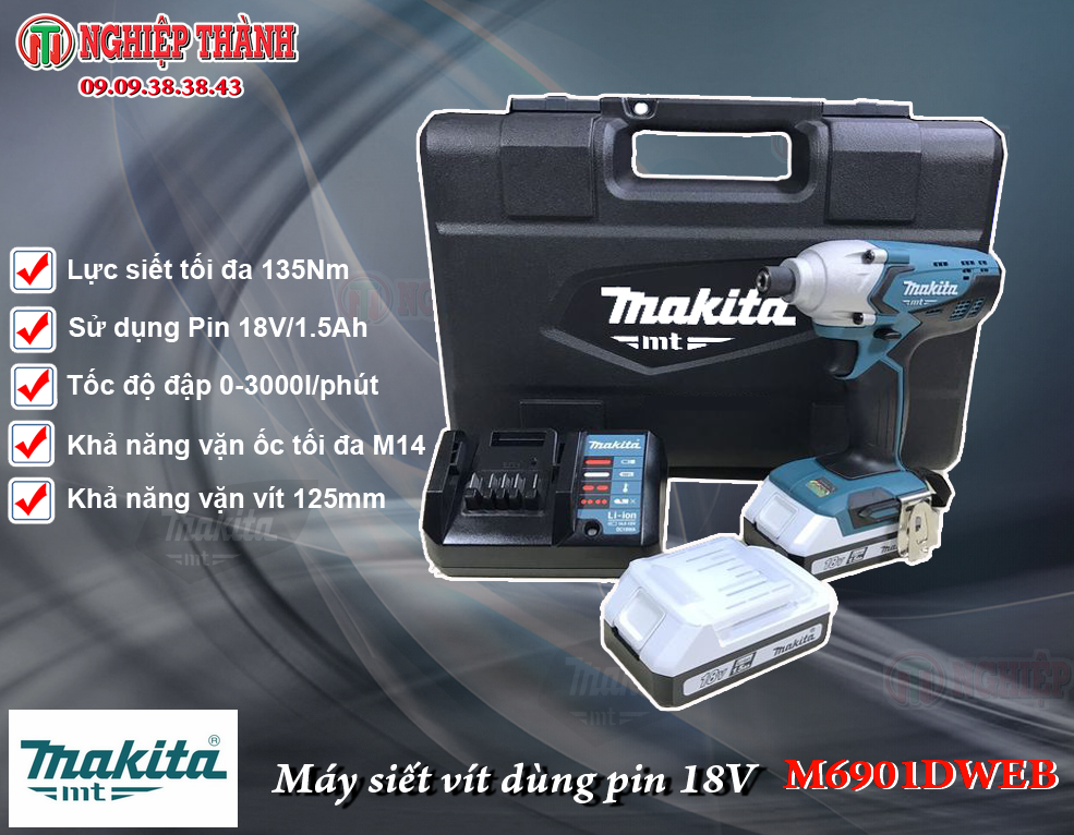 Máy siết vít Pin 18v Makita M6901DWEB