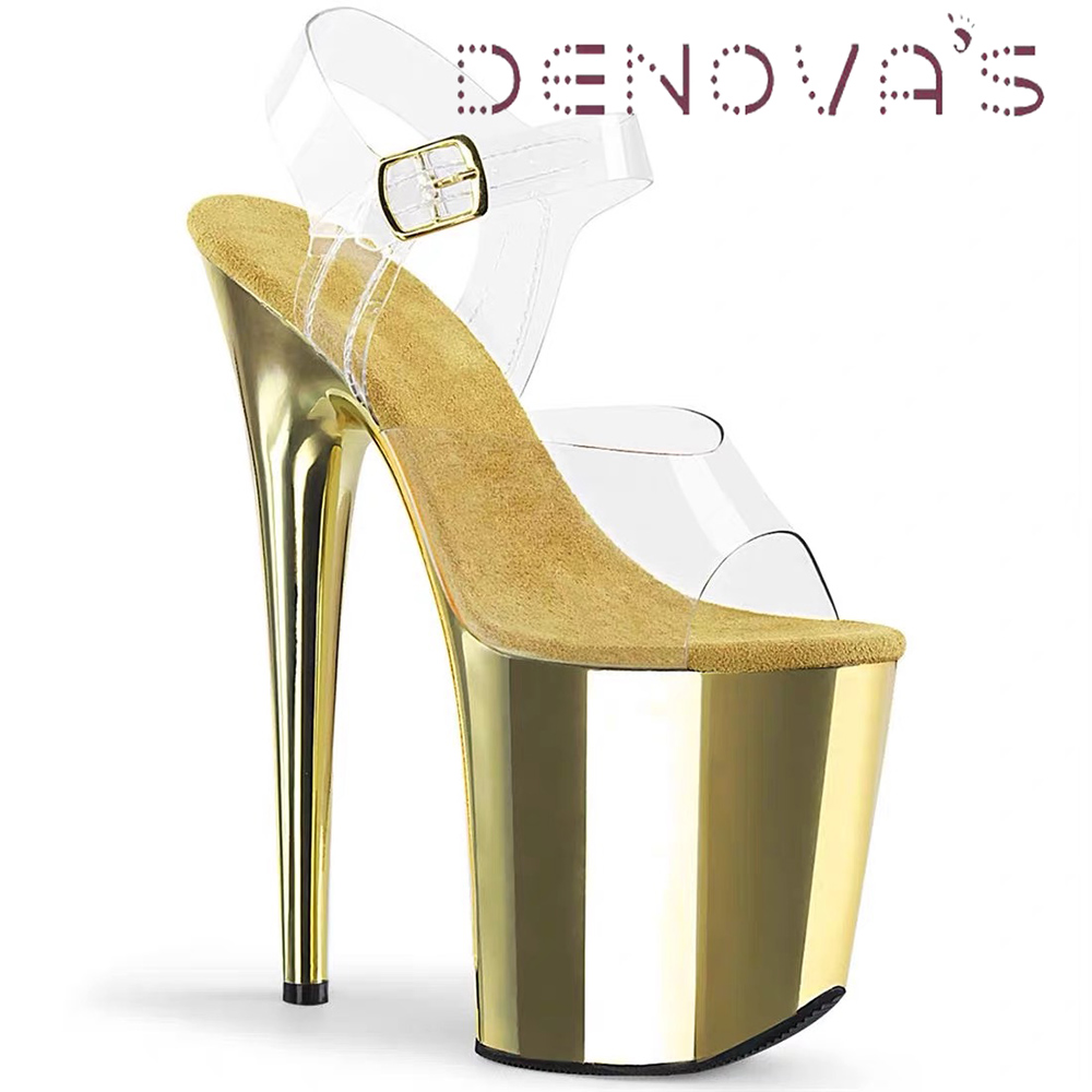 Denova's Giày cao gót pha lê cao cấp cho nữ màu trong suốt gót nhọn 20cm thời trang sang trọng