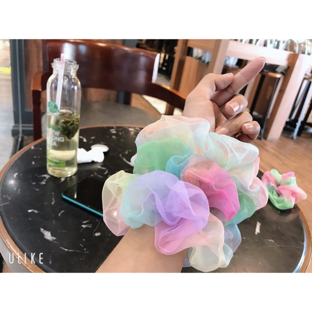 Dây cột tóc scrunchies cầu vồng - UniLabel