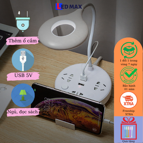 [HCM]Đèn đọc sách đầu giường, đèn ngủ để bàn 4 trong 1