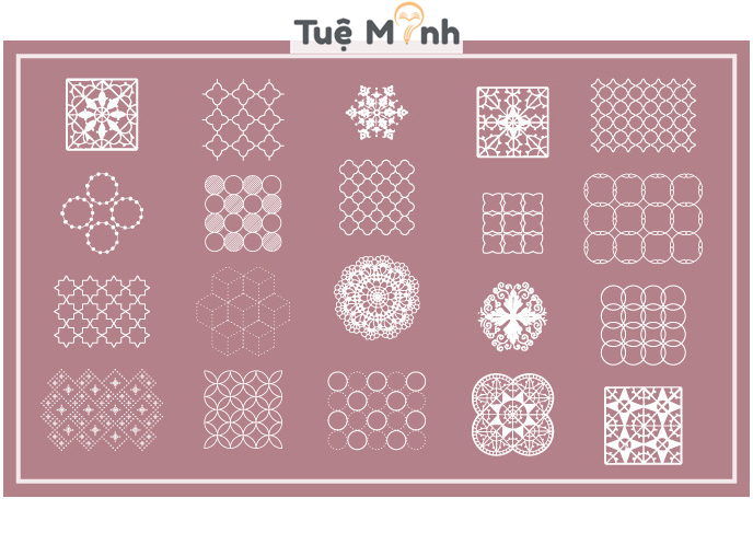 Bộ 40 sticker trong suốt STI010 cỡ lớn hình ren, hoa văn Vintage dán bullet journal, sổ tay Tuệ Minh