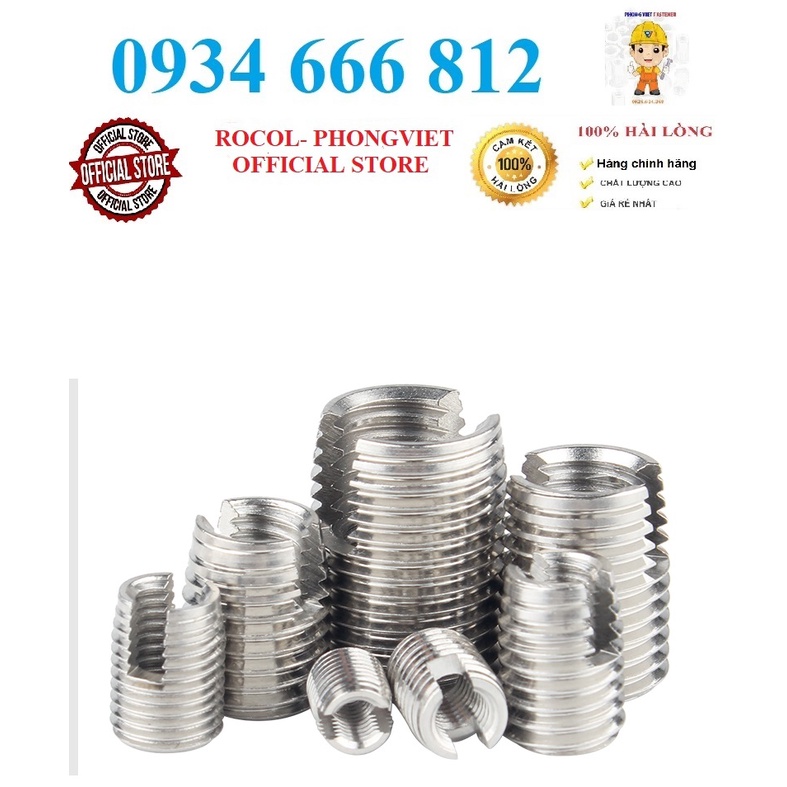10c Ren cấy Helicoil tự taro inox 304 M6x1.0L6M8x1.0, M6X1.0L8M8x1