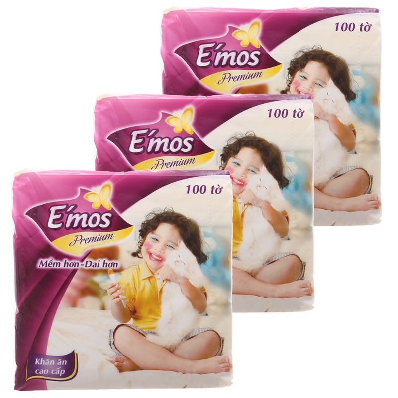 Khăn giấy vuông Emos set 10 bịch