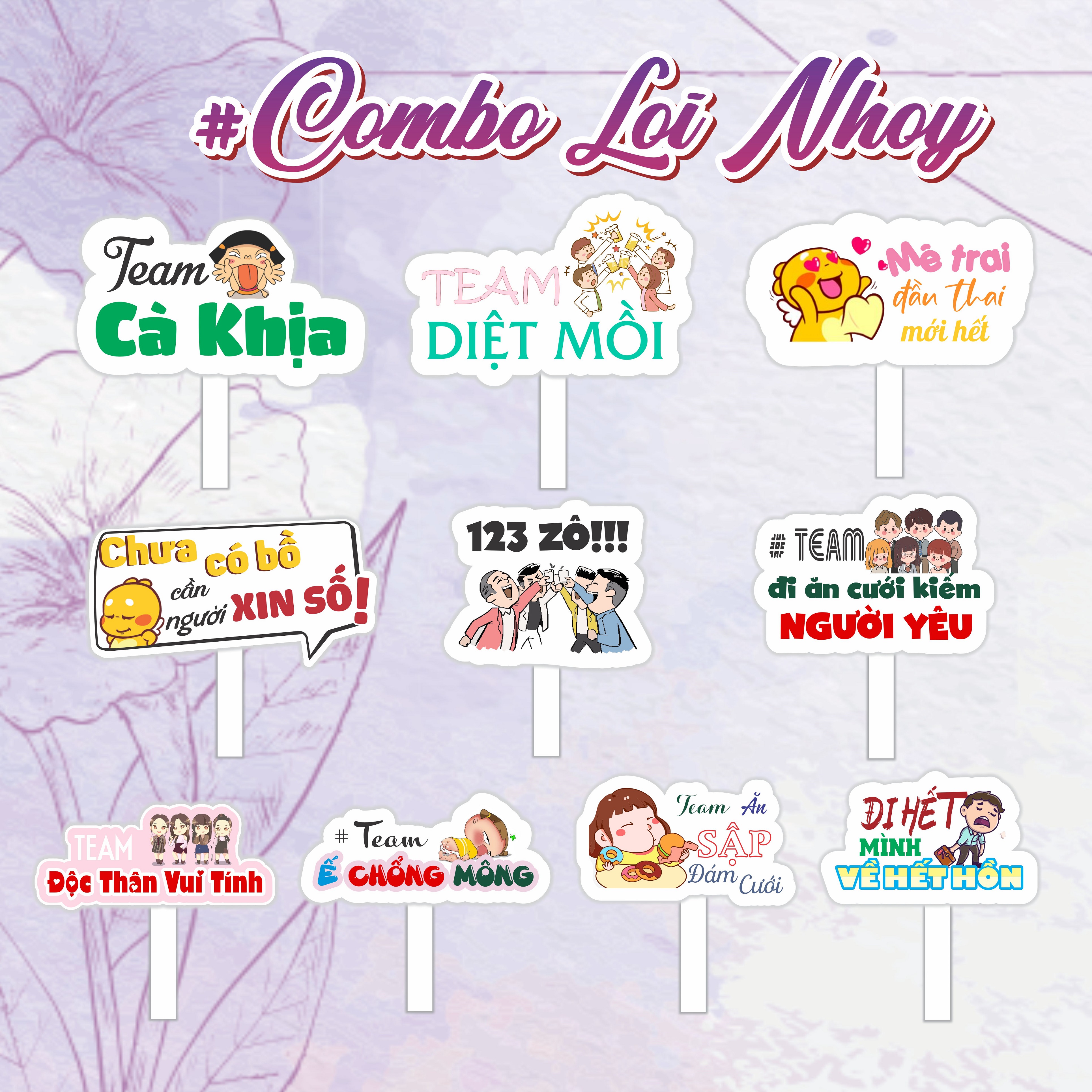 COMBO 10 Hashtag cầm tay đám cưới. 10 chiếc 1 Combo