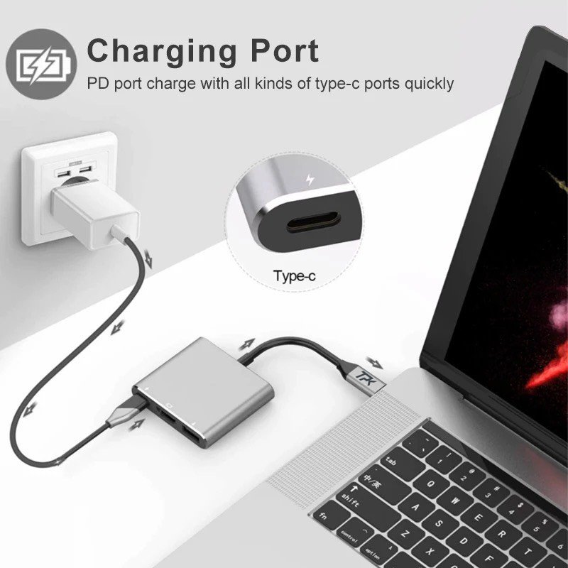 Hub Type C to HDMI, PD 100W, USB 3.0 TPK - Trí Phụ Kiện