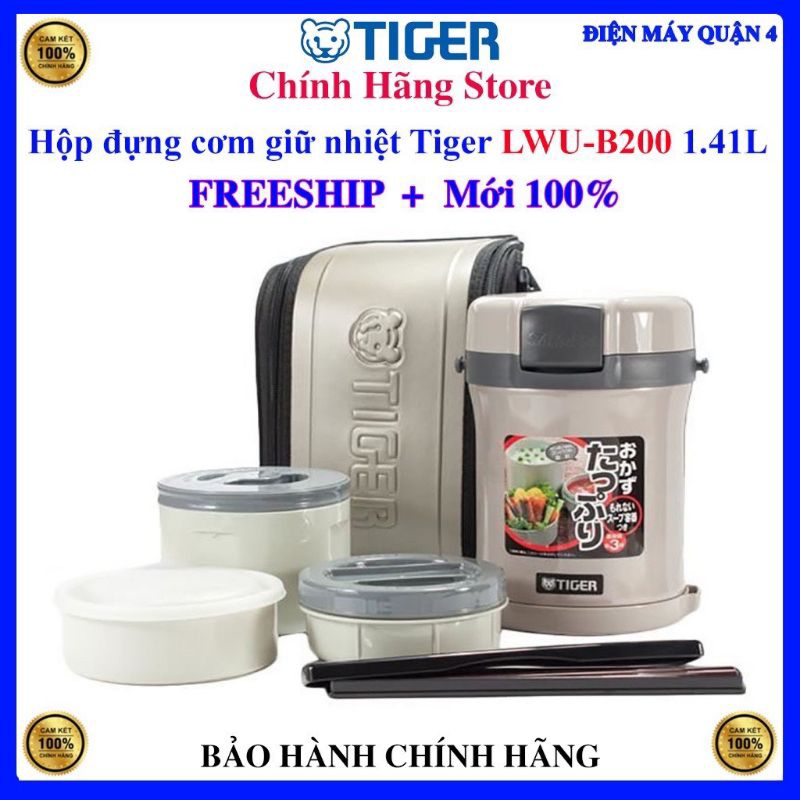 Hộp đựng cơm giữ nhiệt 3 ngăn tiger lwu-b200 1.41l