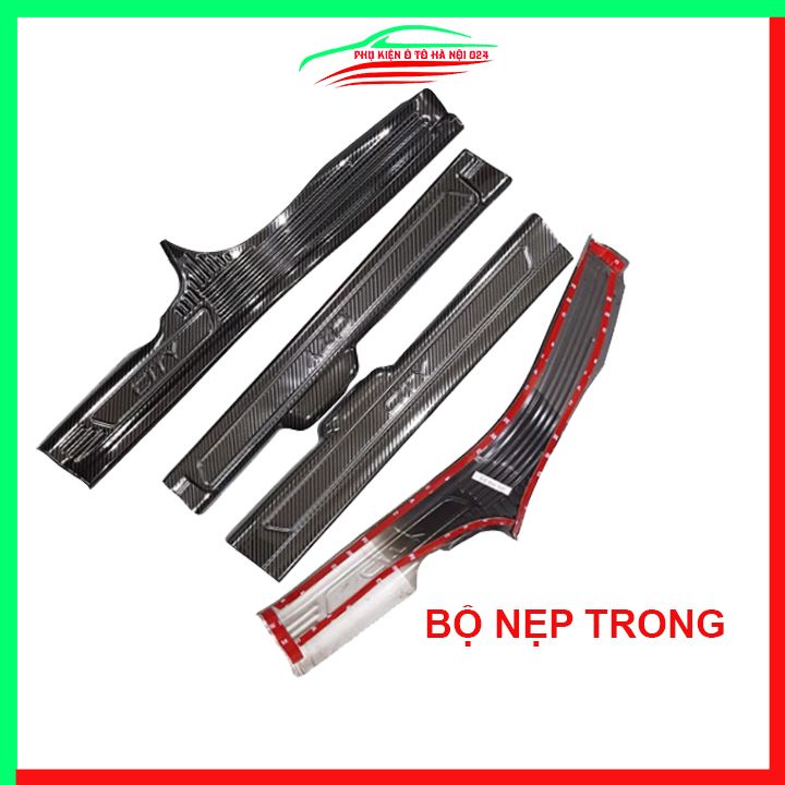 Bộ nẹp bước chân trong ngoài ô tô Honda city 2021 vân cacbon, ốp bậc cửa lên xuống chống trầy xước, phụ kiện trang trí xe hơi