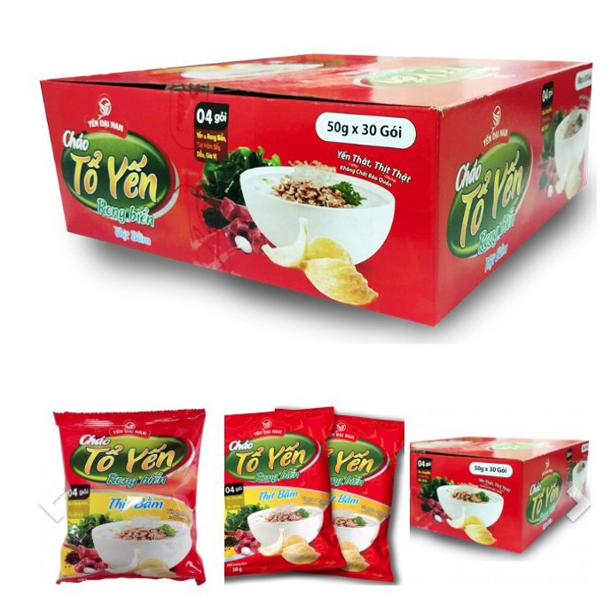 Thùng 30 gói cháo tổ yến rong biển thịt bằm - gói 50g