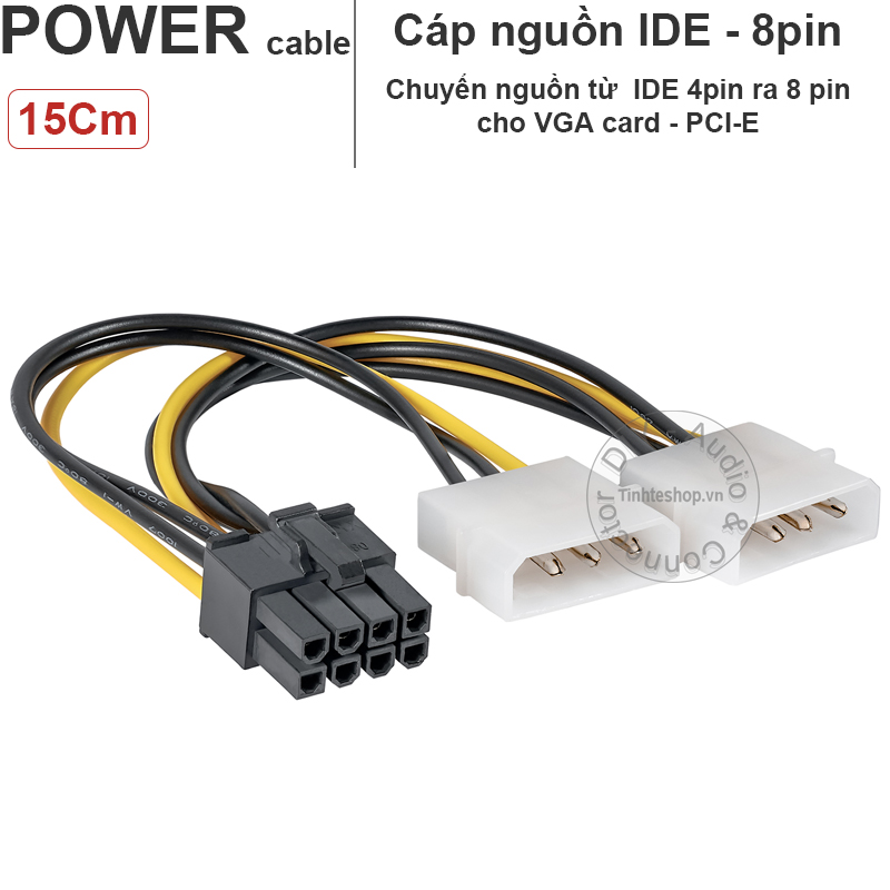 2 Molex 4pin to 8pin PCI-E  20Cm