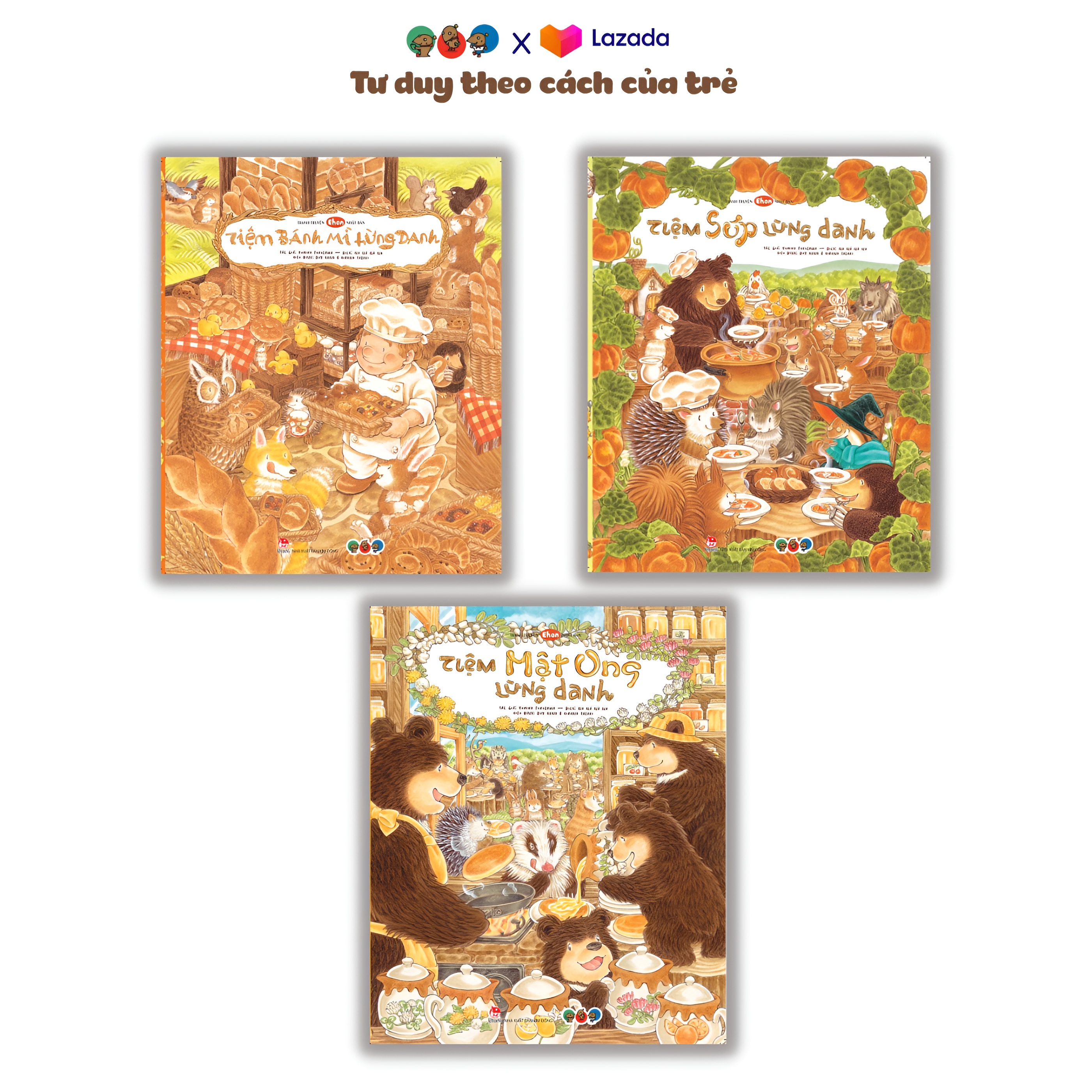 Sách Ehon Phát triển tư duy cho bé 3 6 tuổi - Combo cửa tiệm lừng danh (Tranh truyện ehon Nhật Bản cho bé)