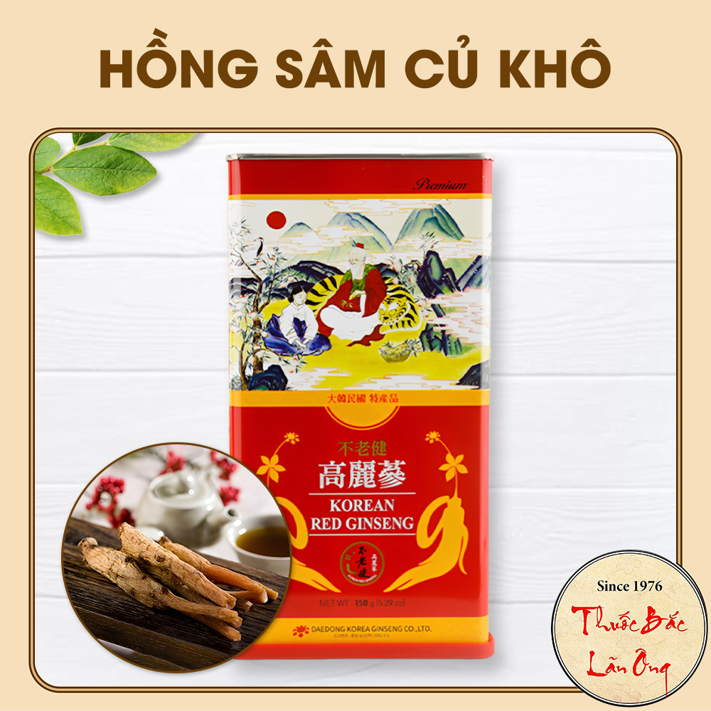 Hồng sâm củ hộp thiếc Hàn Quốc (Nhân sâm củ 6 năm tuổi)